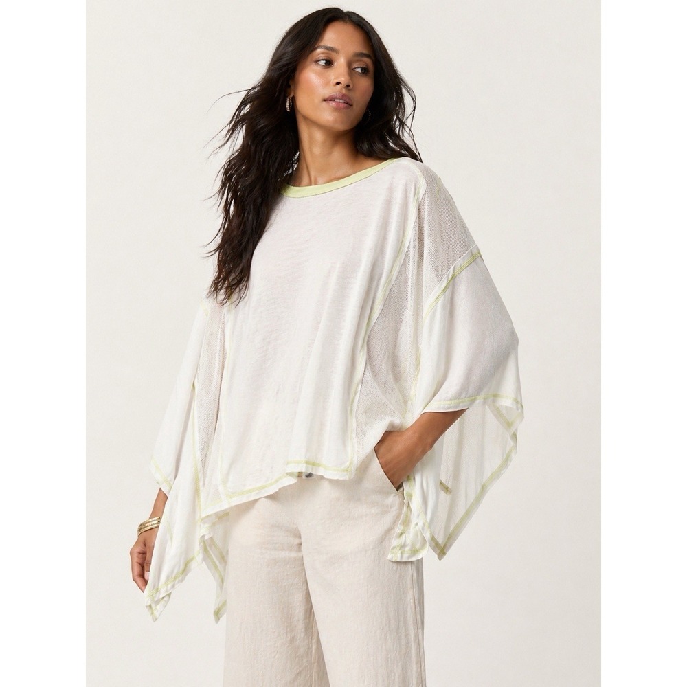 Women's Poncho Mystree See Through Top Y2K Beachy Neon Top Artsy 90s Retro Beach